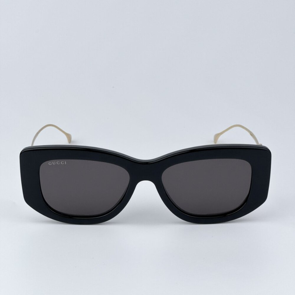 Gucci Women BRAND NEW Sunglasses Black Gold Grey Butterfly GG1566S 001